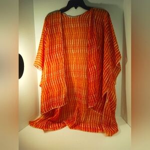Silk cardigan orange and white